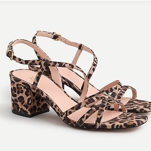 J Crew Odette Strappy Sandal in Leopard Suede